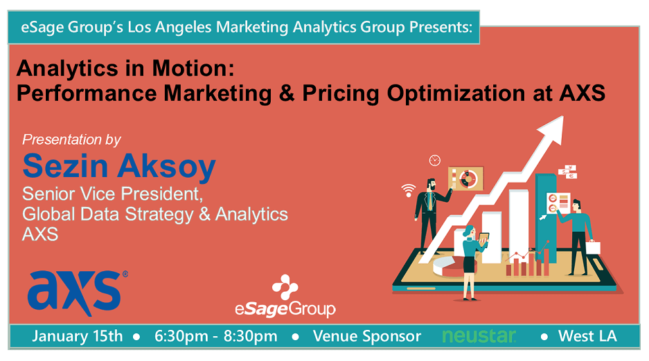 Join us on January 15th for eSage Group’s Los Angeles Marketing Analytics Group’s Next Event w/ AXS – Analytics in Motion: Performance Marketing & Pricing Optimization